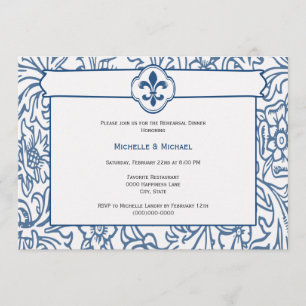 Elegant Blue White Fleur de Lis Event Invitations