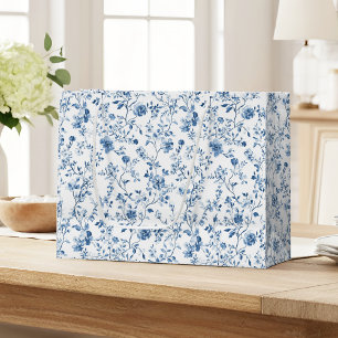 Elegant Blue & White Floral Toile Botanical Large Gift Bag