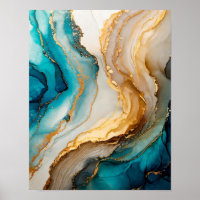 Elegant Blue White Gold Chic Agate Marble