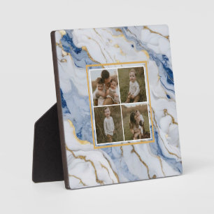 Elegant blue white gold marble granite pattern plaque