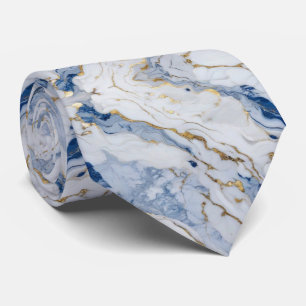 Elegant blue white gold marble granite pattern tie