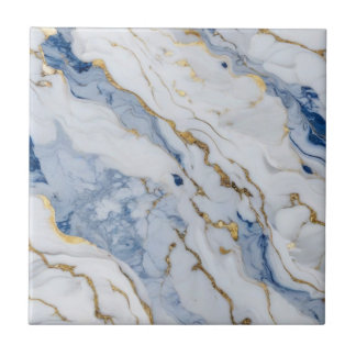 Elegant blue white gold marble granite pattern tile