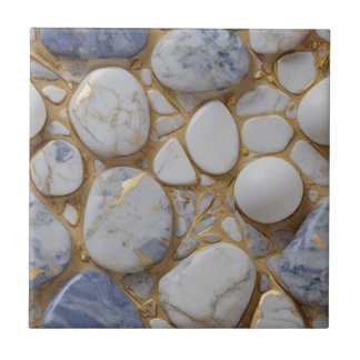 Elegant blue white gold marble stone pattern tile