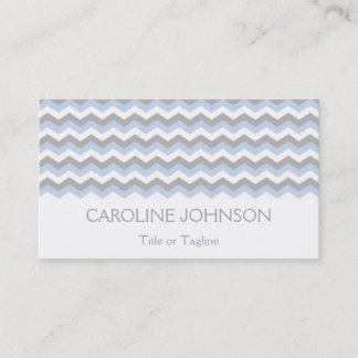 Elegant Blue White Grey Chevron Template Business Card