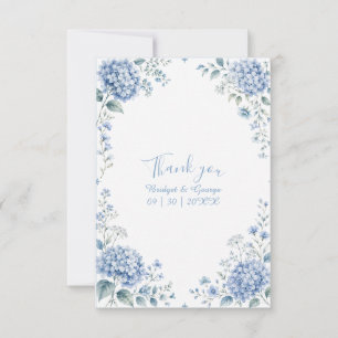 Elegant Blue white Hydrangea Floral Wedding Thank You Card