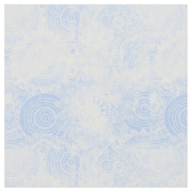 Elegant Blue White Mandala Collection Fabric (Close Up)