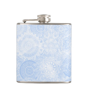 Elegant Blue White Mandala Collection Hip Flask