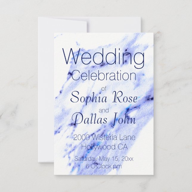 Elegant Blue White Marble granite pattern  Invitation (Front)