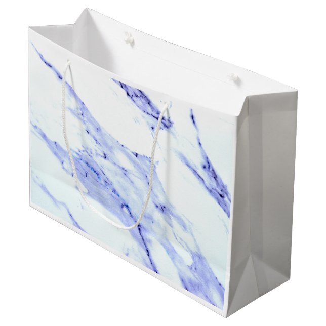 Elegant Blue White Marble granite pattern  Large Gift Bag (Front Angled)