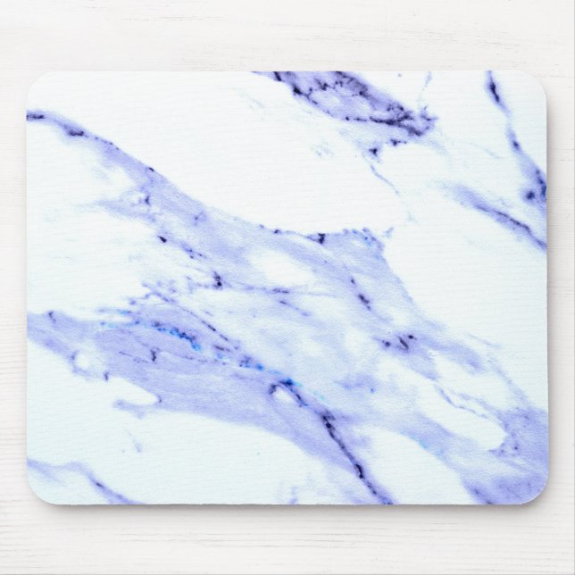 Elegant blue white marble granite pattern mouse pad (Front)