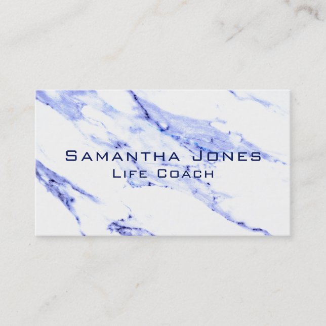 Elegant Blue White Marble granite stone pattern Business Card (Front)