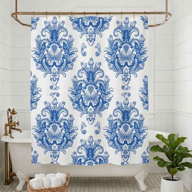 Elegant Blue White Mediterranean Damask Pattern (Creator Uploaded)
