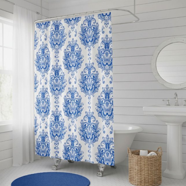 Elegant Blue White Mediterranean Damask Pattern (Creator Uploaded)