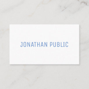 Elegant Blue White Minimalistic Template Modern Business Card