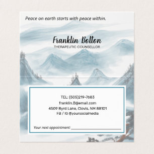 Elegant Blue & White Mountains View Appointments Business Card
