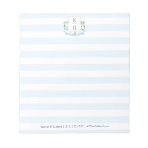 Elegant Blue White Nautical Monogram Wedding Notepad