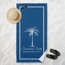 Elegant Blue White Palm Tree Personalized