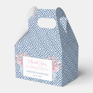 Elegant Blue White Pink Chinoiserie Chic Wedding Favor Box