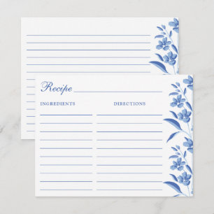 Elegant Blue & White Recipe Cards
