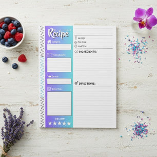 Elegant Blue & White Sheets Refill Recipe Pages Notepad