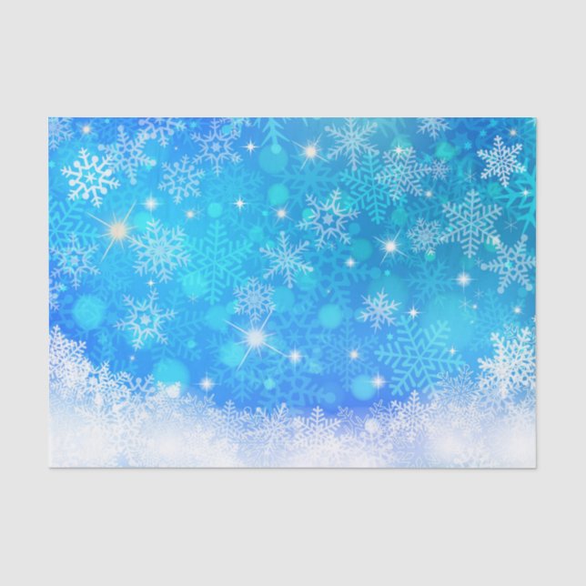 Elegant Blue White Snow Flake Tissue Paper (Front)