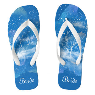 Elegant Blue White Something Blue Wedding Bride Flip Flops