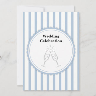 Elegant Blue White Striped Wedding Celebration Toa Invitation