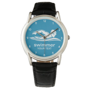 Elegant Blue White Swimmer Swimming Pool Water    Watch