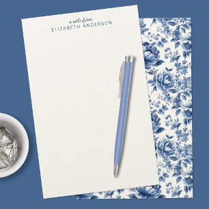 Elegant Blue White Vintage Rose Floral Stationery