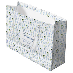 Elegant Blue & White Wedding Bridesmaids Thank You Large Gift Bag