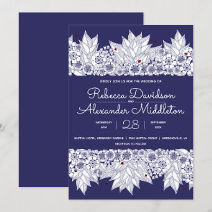 Elegant Blue White Wedding Invitation
