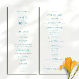 Elegant Blue White Wedding Program