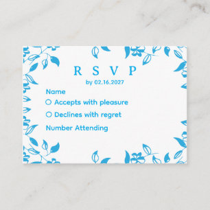 elegant  blue wild flowers rsvp card