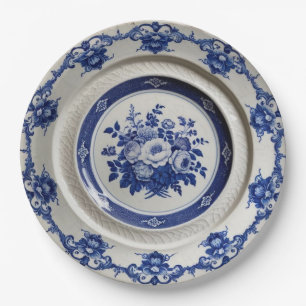 Elegant Blue wildflower Floral Ceramic Wedding Paper Plate