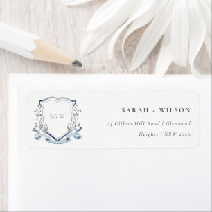 Elegant Blue Wildflower Watercolor Crest Address