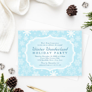 Elegant Blue Winter Wonderland Holiday Party Invitation