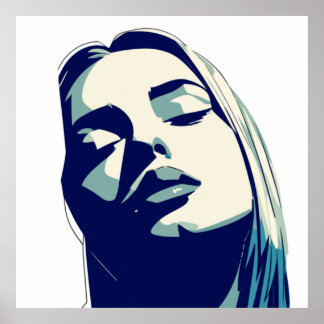Elegant Blue Woman Portrait Poster