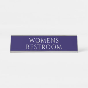 Elegant Blue Womens Restroom  Desk Name Plate