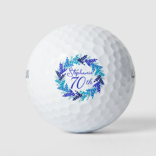 Elegant Blue Wreath 70th Birthday Golf Balls