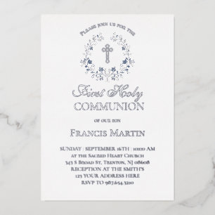 elegant blue wreath first holy communion
