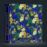 Elegant Blue & Yellow Floral | Personalized Binder<br><div class="desc">Modern three (3) ring binder features a stylish floral pattern in a trendy complimentary palette of navy blue, yellow and green with custom name in a coordinating navy blue banner with sunny yellow accents and text. Shown with a simple personalized first name on the front cover in modern typography and...</div>