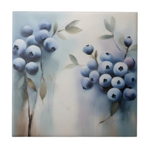 Elegant blueberries Art Tile