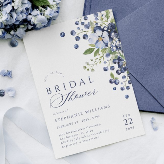 Elégant Blueberry Bridal Douche Invitation (Créateur téléchargé)