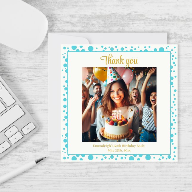 Elegant Blueberry Brunch 30th Birthday Celebration Thank You Card (Creator Uploaded)