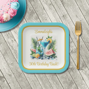 Elegant Blueberry Brunch 30th Birthday Square Paper Plate