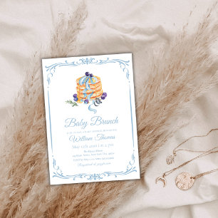 Elegant Blueberry Pancake Baby Brunch Baby Shower Invitation