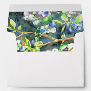Elegant blueberry watercolor painting envelope