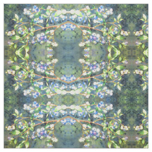 Elegant blueberry watercolor painting fabric