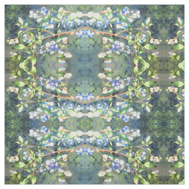 Elegant blueberry watercolor painting fabric (Swatch)