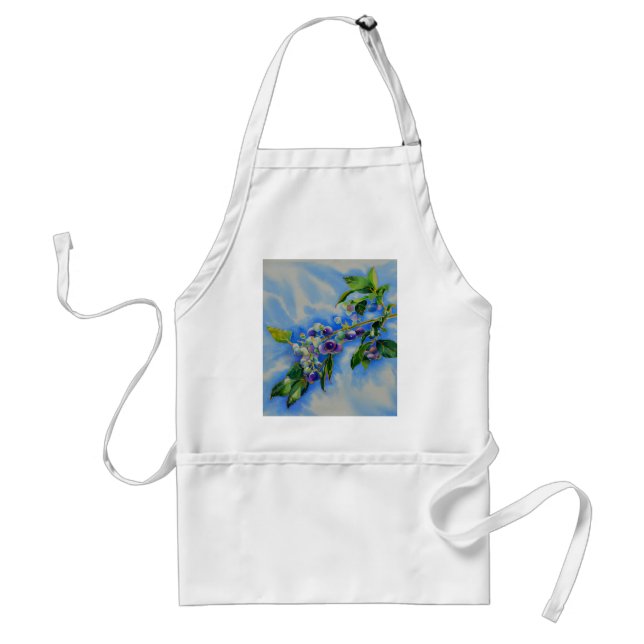 Elegant blueberry watercolor painting standard apron (Front)